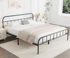 King Metal Bed Frame with Large Storage Space,Black Modern Style Metal Bed Frame,Durable Steel Construction and Easy Assembly 150x200cm