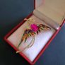 Vintage Style Rainbow Enamel & Crystal Phoenix Bird Of Paradise Brooch Badge Pin Image 2