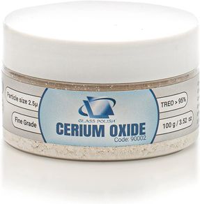 Glass Polish 90002 Cerium Oxide Fine Grade Glass Polishing Powder - TREO 95% - 2.5 microns - 100 Grams - White
