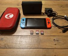 Nintendo Switch Standard Bundle + Case & 3 Top Games (Mario, Minecraft)