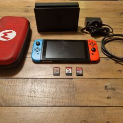 Nintendo Switch Standard Bundle + Case & 3 Top Games (Mario, Minecraft)