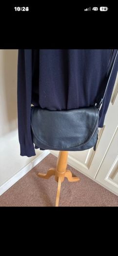 Caroll navy leather crossbody bag