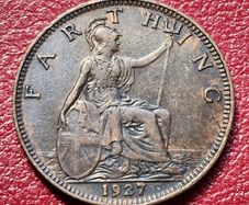 1927 George V Farthing coin