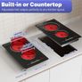 Ceramic Hob 2 Zone with Plug, Built-in Electric Hob 2 Burner 30cm, 2 Ring Ceramic Electric Hob with Silde Control, 9 Heating Level, Safety Lock, Timer Image 2