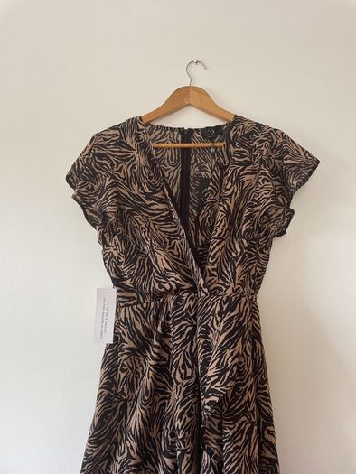 Ax Paris black animal print dress size 14 New