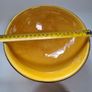 Vintage Ochre Yellow Ceramic Bowl Set with Silver and Gold Metal Rim Accent Image 7