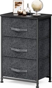 Chest of Drawers with 3 Drawers, Wide Dresser Storage Tower, Organizer Unit with Wood Top and Easy Pull Handle for Closets, Living Room, Nursery Room, Hallway, Black