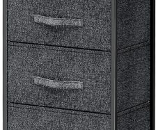 Chest of Drawers with 3 Drawers, Wide Dresser Storage Tower, Organizer Unit with Wood Top and Easy Pull Handle for Closets, Living Room, Nursery Room, Hallway, Black