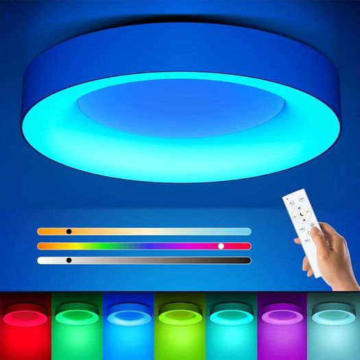 24W RGB LED Ceiling Light Dimmable with Remote Control Bedroom White