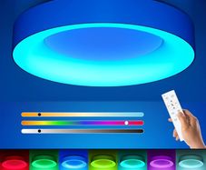 24W RGB LED Ceiling Light Dimmable with Remote Control Bedroom White