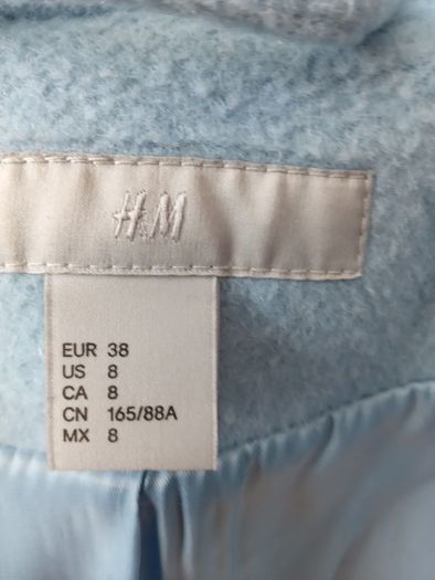 H+M baby blue 3/4 length coat