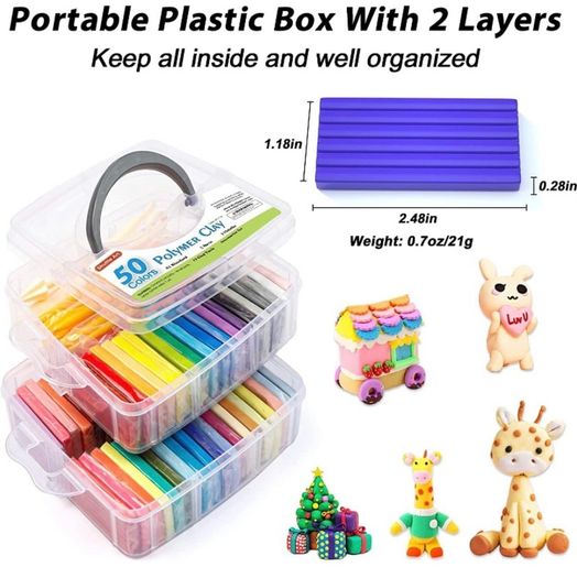 Shuttle Art 50 Colours Soft Oven Bake Modeling Clay Kit, 19 Sculpting Clay Tools and 10 Kinds of Accessories, Non-Stick, Non-Toxic, Ideal DIY Gift for Kids (FREE POSTAGE)