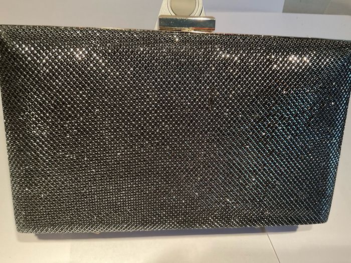 Gunmetal Grey  Pewter Shimmering Box Clutch Bag