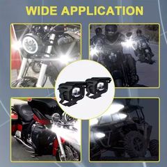 Two Lights, 3-Inch Auxiliary Motorcycle Lights with White Illumination, High Lumens,