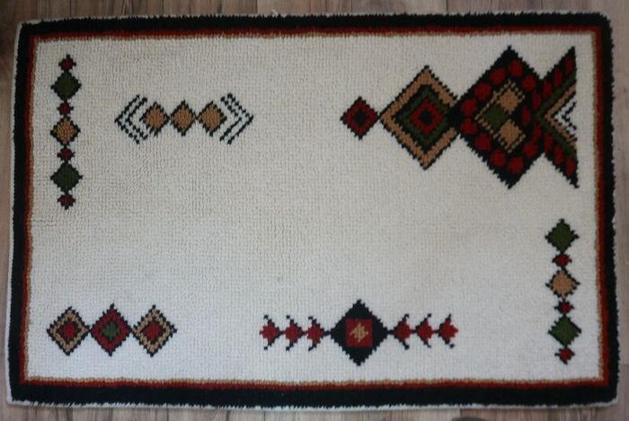 Scandinavian Handmade Thick Wool Rug with geometric pattern 48" X 31"