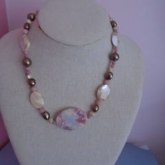 Gemstone/pearl necklace. Jewellery, Necklace. Handmade necklace