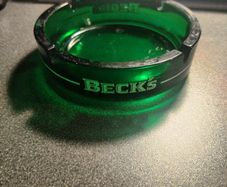 Becks Green Glass Ashtray