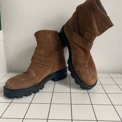 Jimmy Choo Youth II 2 Buckled Brown Suede Biker Boots Motorcycle UK3