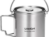 Camping Water Cup with Foldable Handles and Lid 750ml Stainless Steel Mug Hanging Pot for Camping Hiking Backpacking Picnic