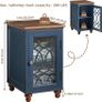 Slim Bedside Table, Farmhouse Nightstand, Glass Door Narrow Bedside Table with Storage, Blue Slim Bedside Cabinets with Adjustable Shelf, Small Side Tables Living Room, Bedroom Image 3