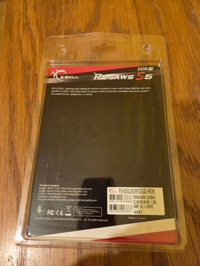 G.skill Ripjaws S5 64gb Ddr5 6000mhz Cl36 Ram Kit (2x32gb) Amd Expo & Intel Xm