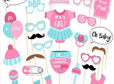 Baby Girl Shower Photo Booth Props( 25pieces)