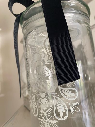 ShabbyChic Decorative Glass Storage with velvet Ribbon