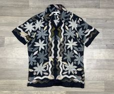 Reiss Linen Floral Cuban Shirt Mens Medium