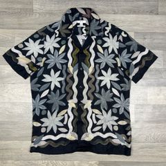 Reiss Linen Floral Cuban Shirt Mens Medium