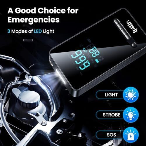 Tyre Inflator Cordless Compressor - Portable Air Electric Bike Pump 150 PSI with Digital Display,Rechargeable Tyre Accessories for Car,Bike and Motorbike with Pressure Gauge and LED Light