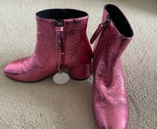 Gioseppo pink metallic leather boots size 4