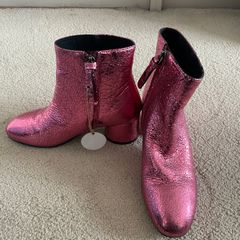 Gioseppo pink metallic leather boots size 4