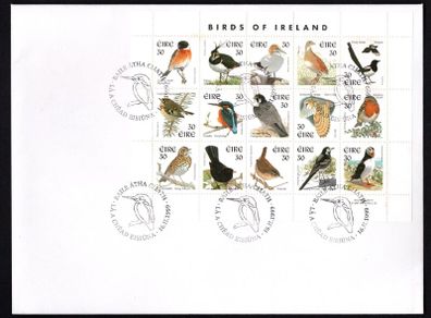 1999 Ireland Birds Issue Definitive Stamps with Phosphor Frames First Day Cover (FDC)