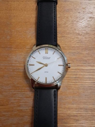 Telstar Watch, Quartz Movement, gold finish steel case, Stainless Steel Back. WR50