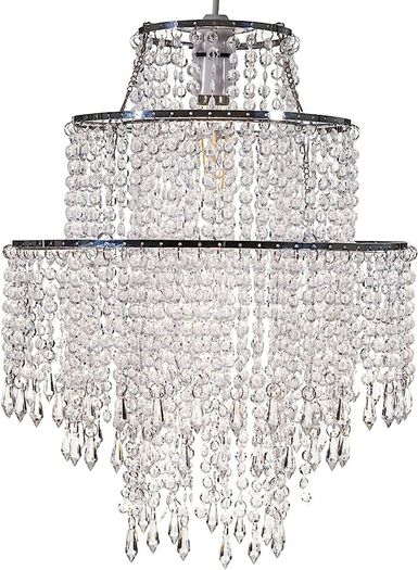 3-Tier Clear Chandelier Light Shade | Lamp Shade for Pendant Light Ceiling Light Shade Acrylic Crystal Chandelier Easy Fit Lampshades for Ceiling Lights for Living Room Bedroom Kitchen Hallway (FREE SHIPPING)