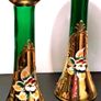 2 x Emerald Green Bohemian Art Glass Bud Vases Image 3