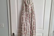 Halterneck sweetheart floral fit and flare dress