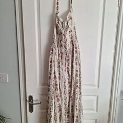 Halterneck sweetheart floral fit and flare dress