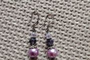 Purple drop earrings- silver 925