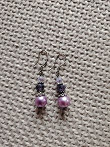 Purple drop earrings- silver 925