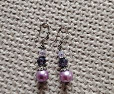 Purple drop earrings- silver 925