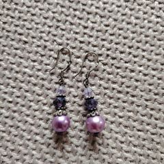 Purple drop earrings- silver 925