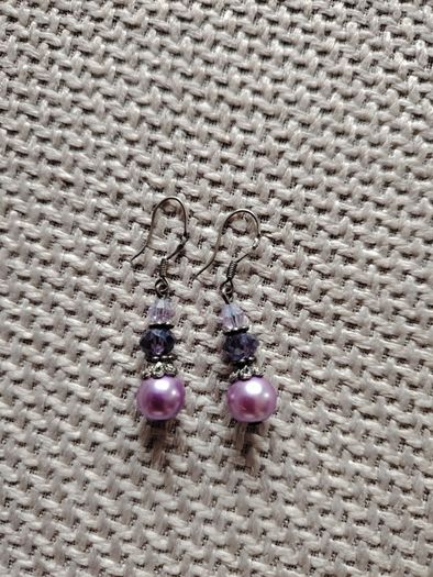 Purple drop earrings- silver 925