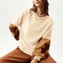 Bohemela @ Shein Cream Cotton Sweatshirt with Contrasting Sleeves  New with Tags Image 3