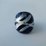 Vintage Murano Glass Ring black and silver foil Image 3