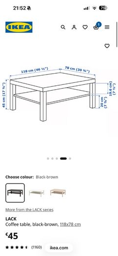 IKEA LACK coffee table black- brown
