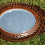 Vintage Olive Wood Vanity Mirrors Hand Held Carved Image 3