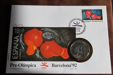 Boxing coin stamp collectors cover | Barcelona 92 RARE