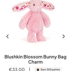 New JELLYCAT Blushkin Blossom Bunny Bag/Backpack Charm