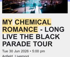 My Chemical Romance Liverpool ticket